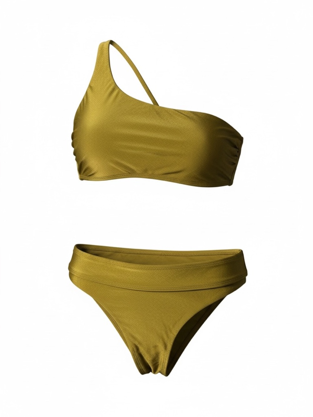 Chelsea & Violet One-Shoulder Olive Bikini Set Size Large New with Tags